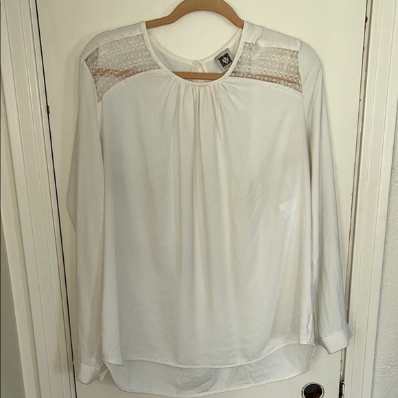 Anne Klein White Pleated Embellished Blouse - Picture 1 of 5